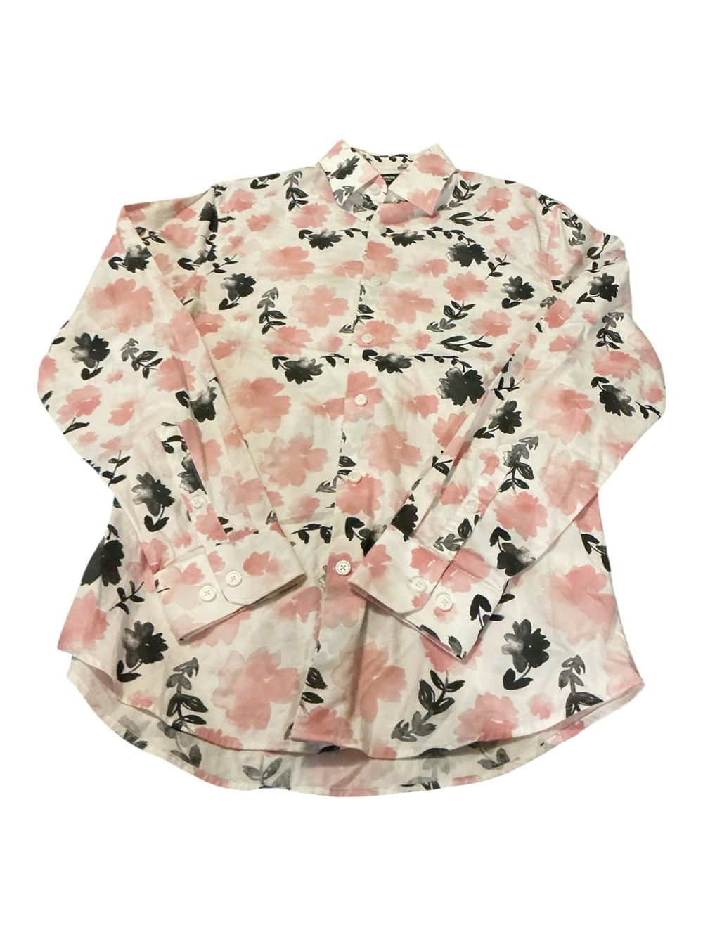 Express Pink and Black Floral Button-Down Shirt